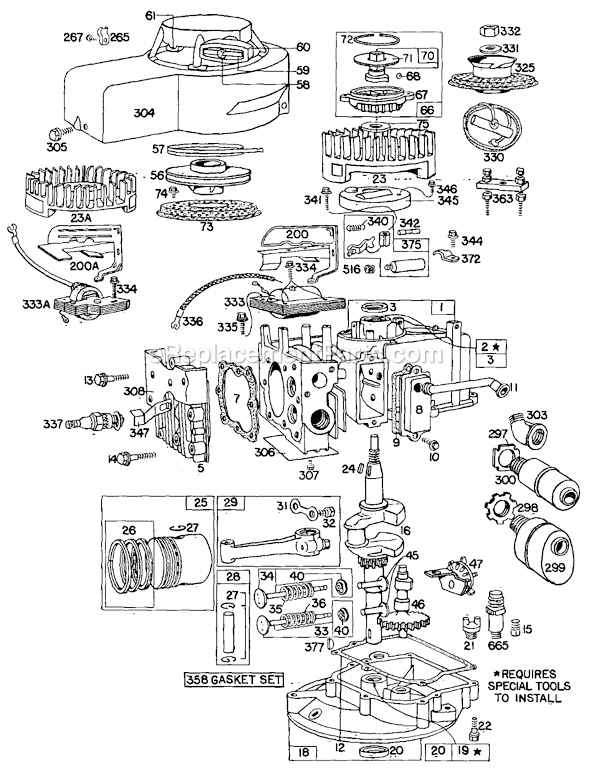 Page A Diagram and Parts List for 60900SERIES  Briggs and Stratton Engine